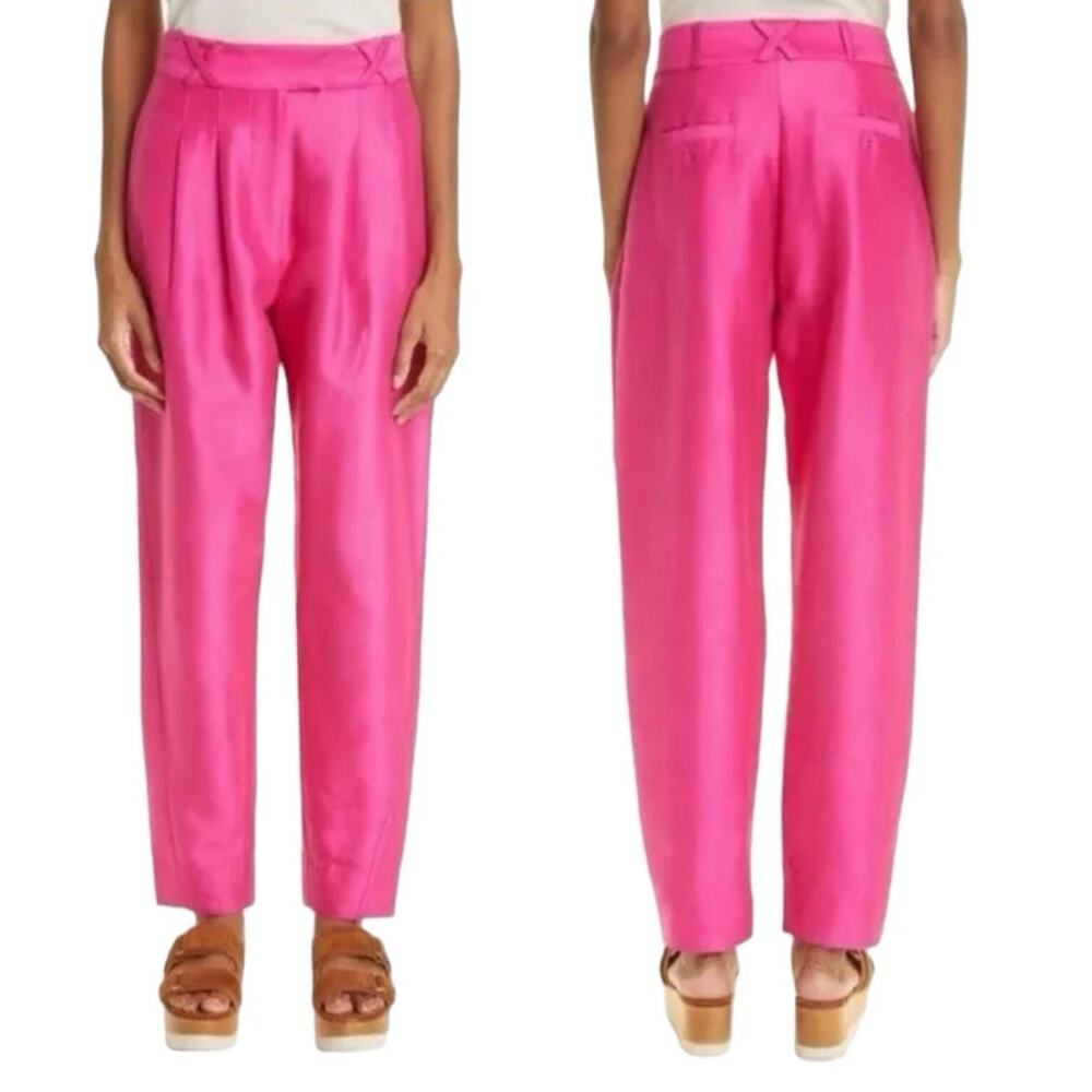 Alemais $365 Blaire Cotton/Silk Barrel Leg Trousers Pants US 2 Fuchsia NWT